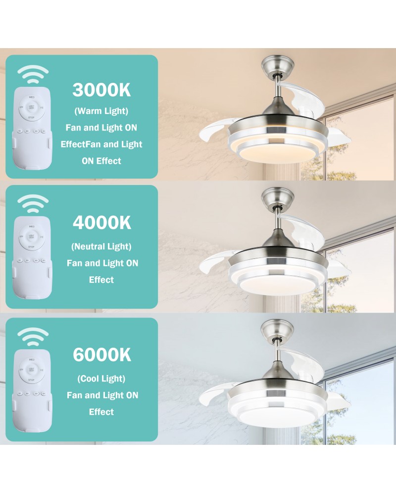 Cusp Barn 36'' Retractable 3-Blade Ultra Quiet Motor Ceiling Fan with ...